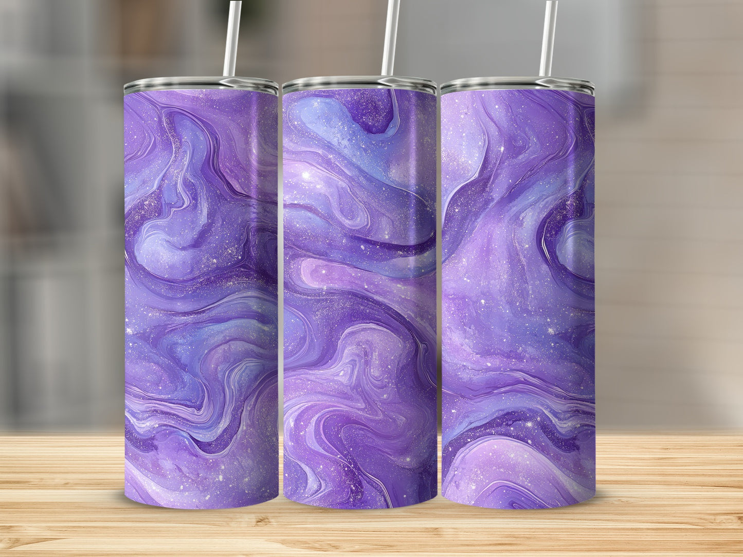 Watercolor Swirl in Lavender and Purple Color Tumblers