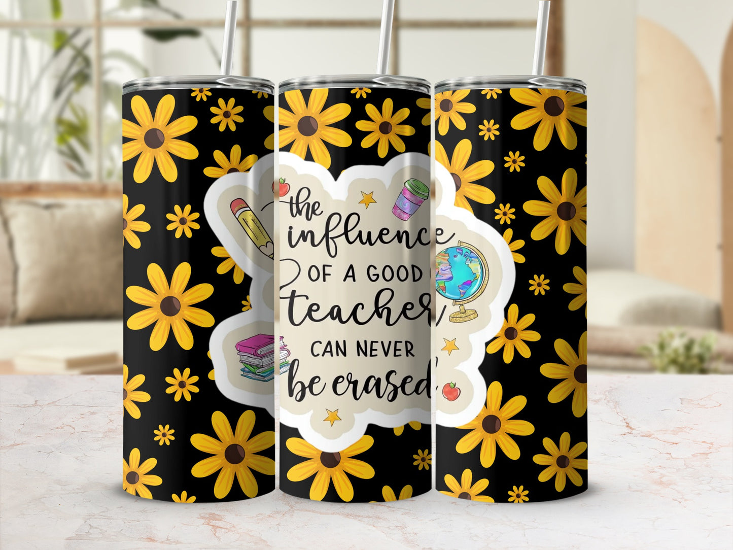 Inspirational Teacher Floral Design Tumbler Gift