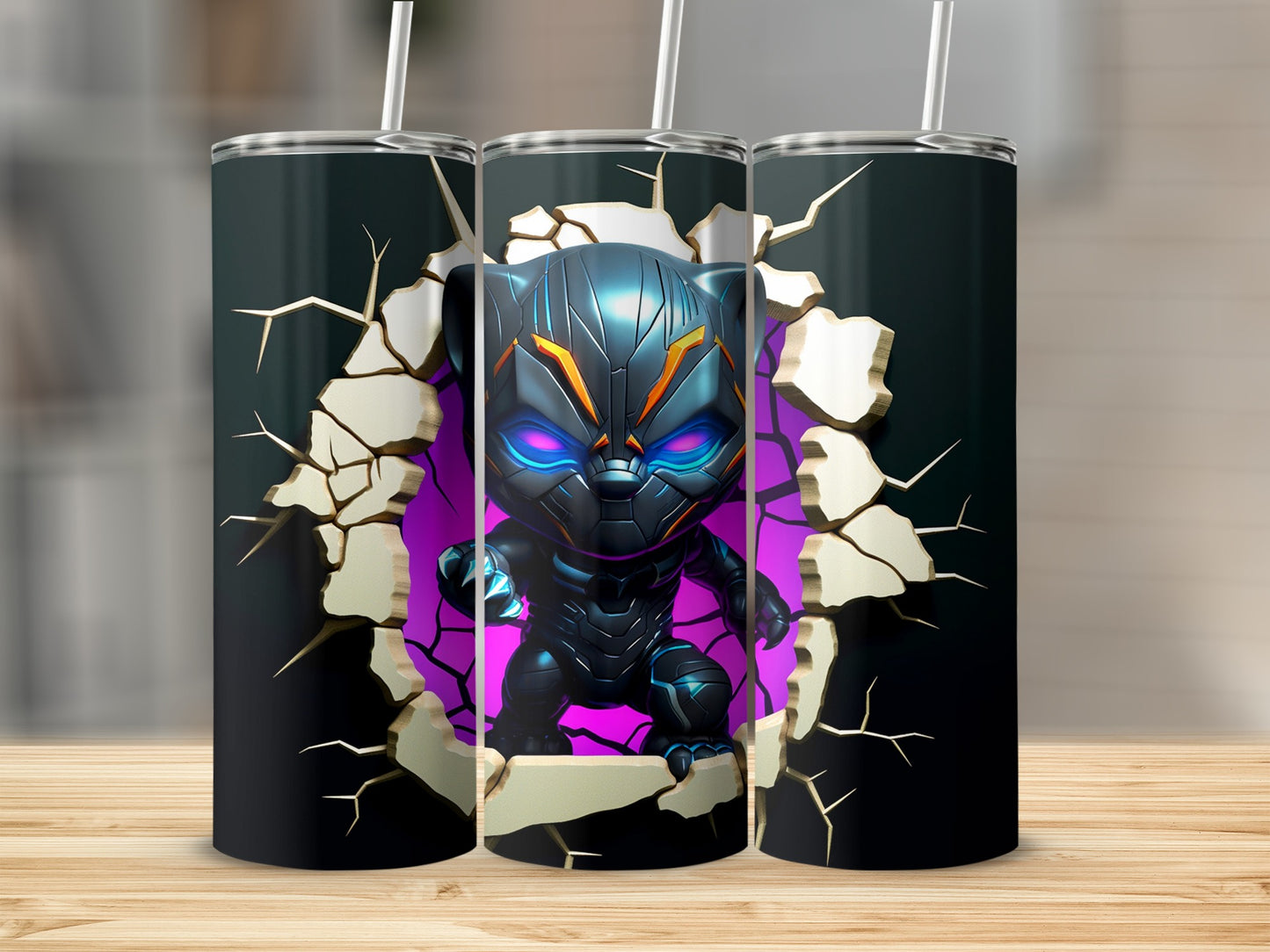 Baby Panther Cracks Through Wall Tumbler Design