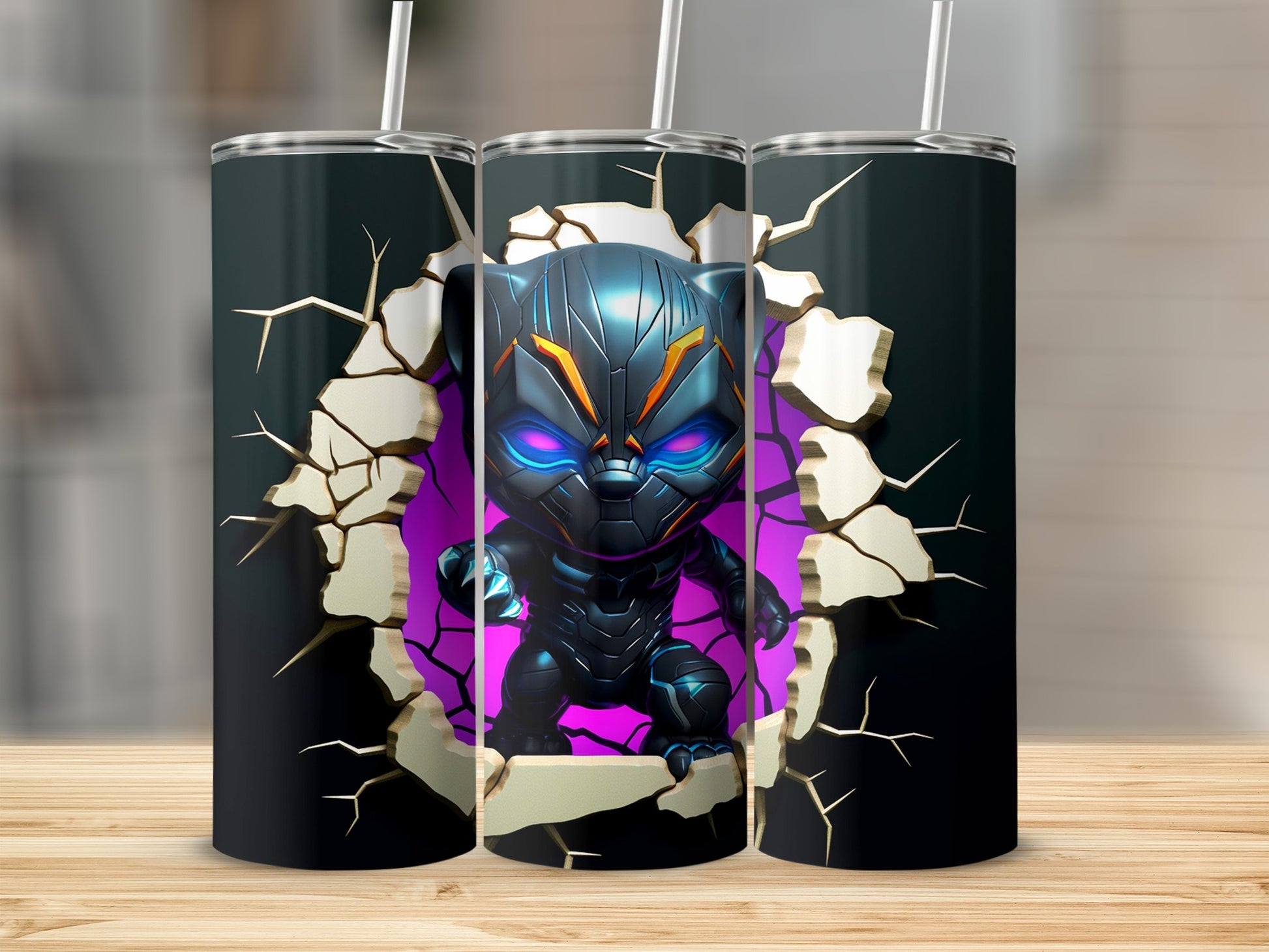 Baby Panther Cracks Through Wall Tumbler Design