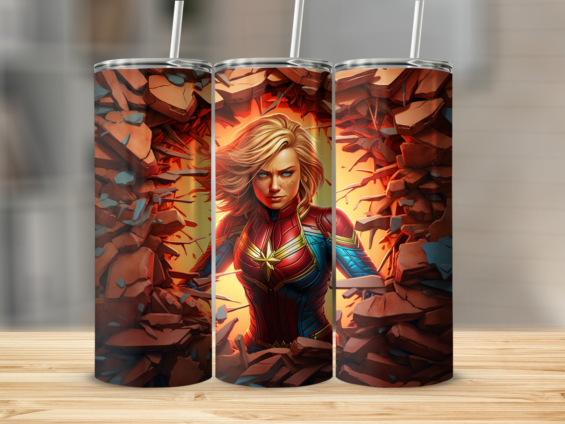 Superhero Breaking Through Wall Art Insulated Tumbler