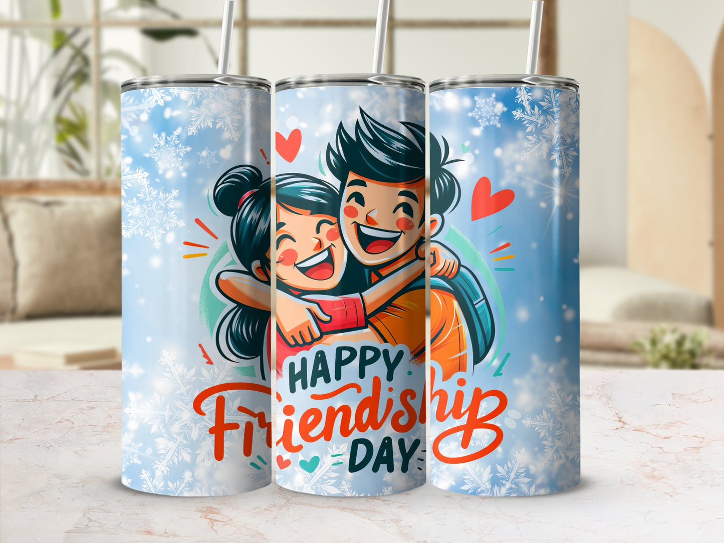 Happy Friendship Day Snowflakes Graphic Tumbler