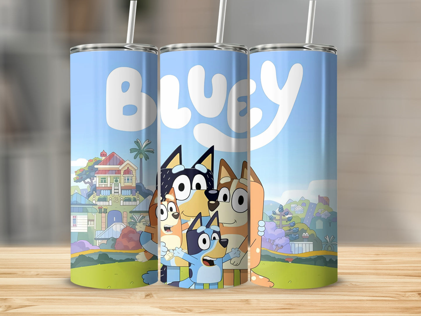 Bluey Family and House Design Tumbler Cup