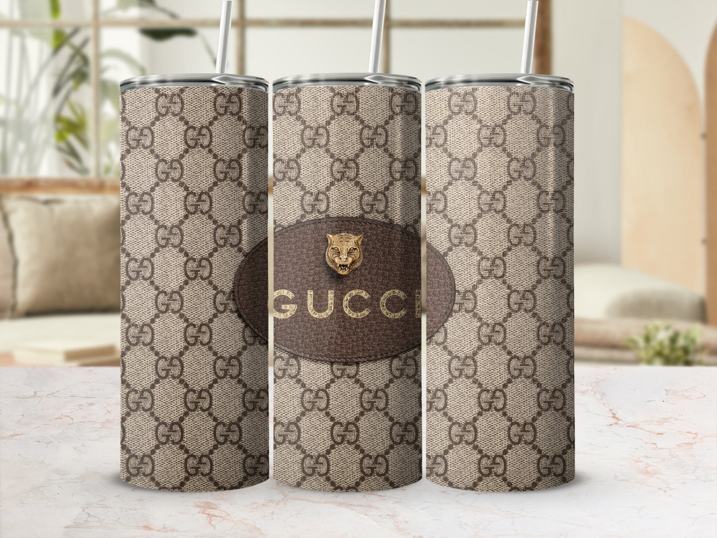 Stylish Gucci Double G Leopard Print Tumbler 20oz