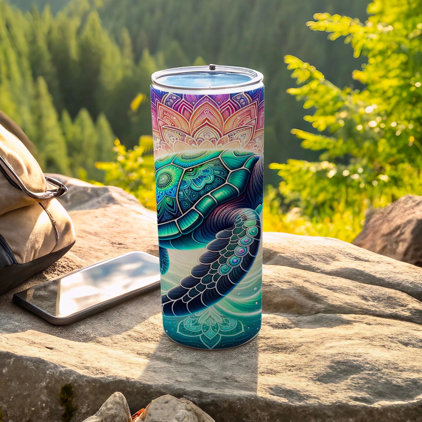 Vibrant Mandala Turtle Art Design Outdoor Tumbler product type