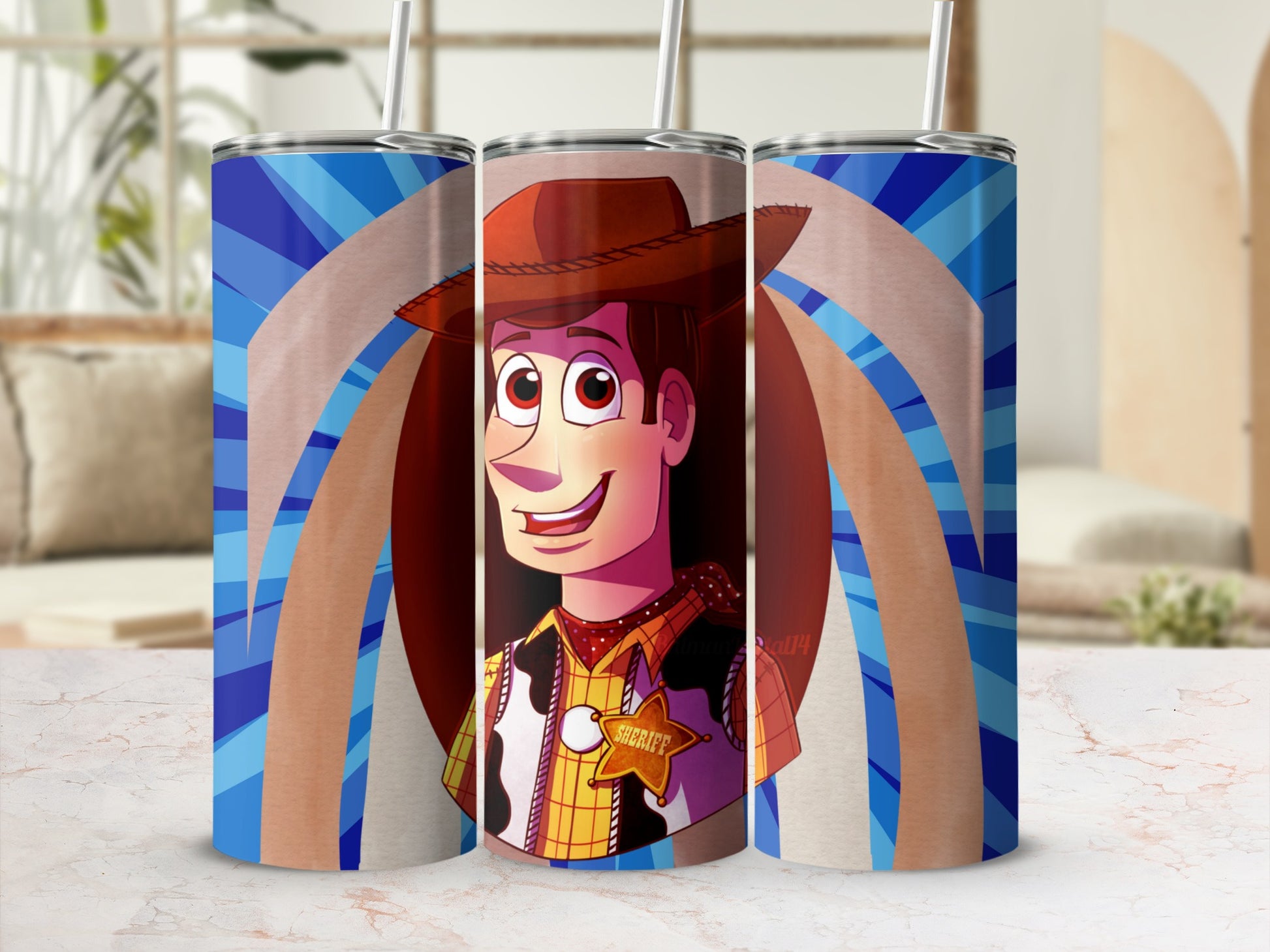 Colorful Sheriff Character Design Tumbler Cup