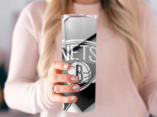 Basketball Nets Logo On Fractured Surface Pattern Tumblers