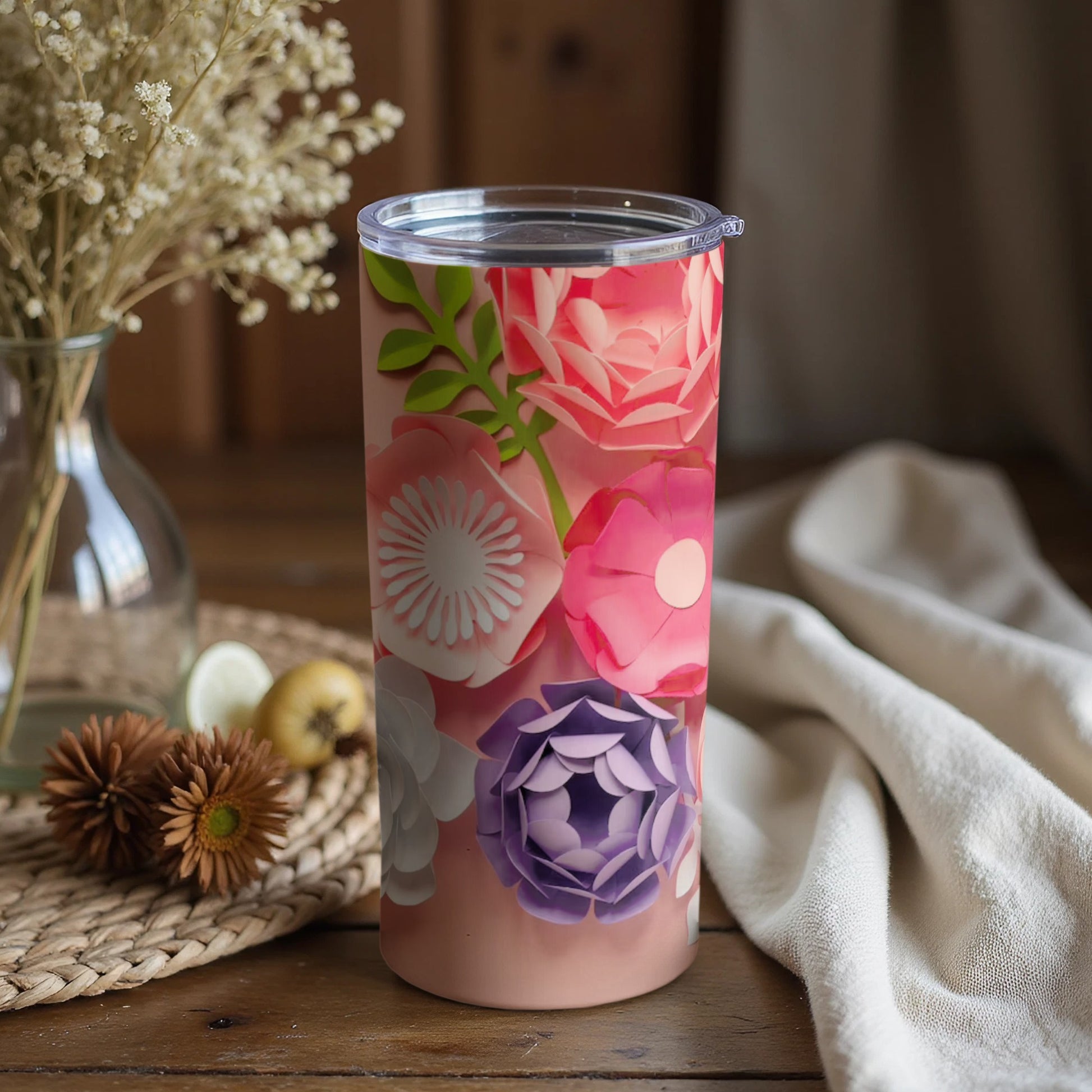 Floral Pattern Insulated Tumbler Cup Trendy Design