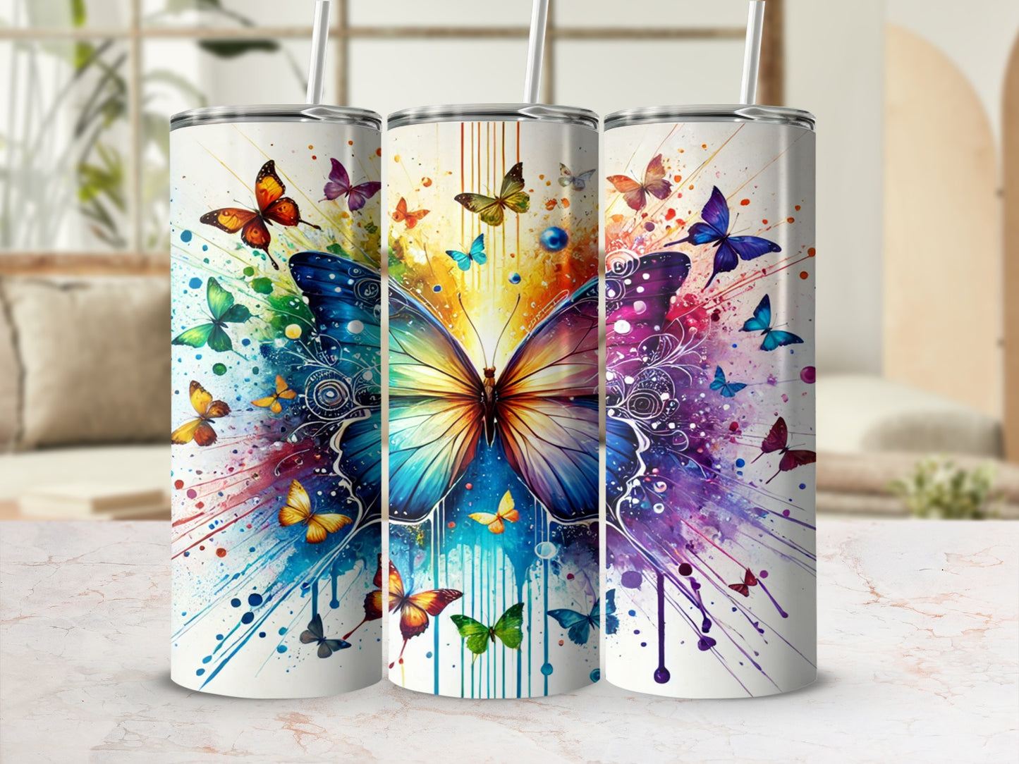 Colorful Butterfly Design Travel Tumblers Collection
