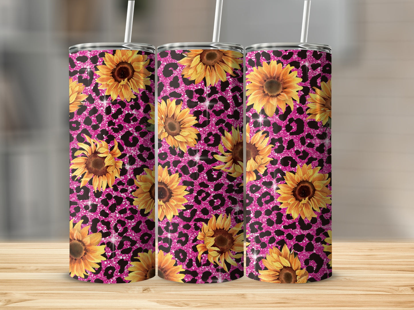 Pink Glitter Leopard Print Sunflower product type