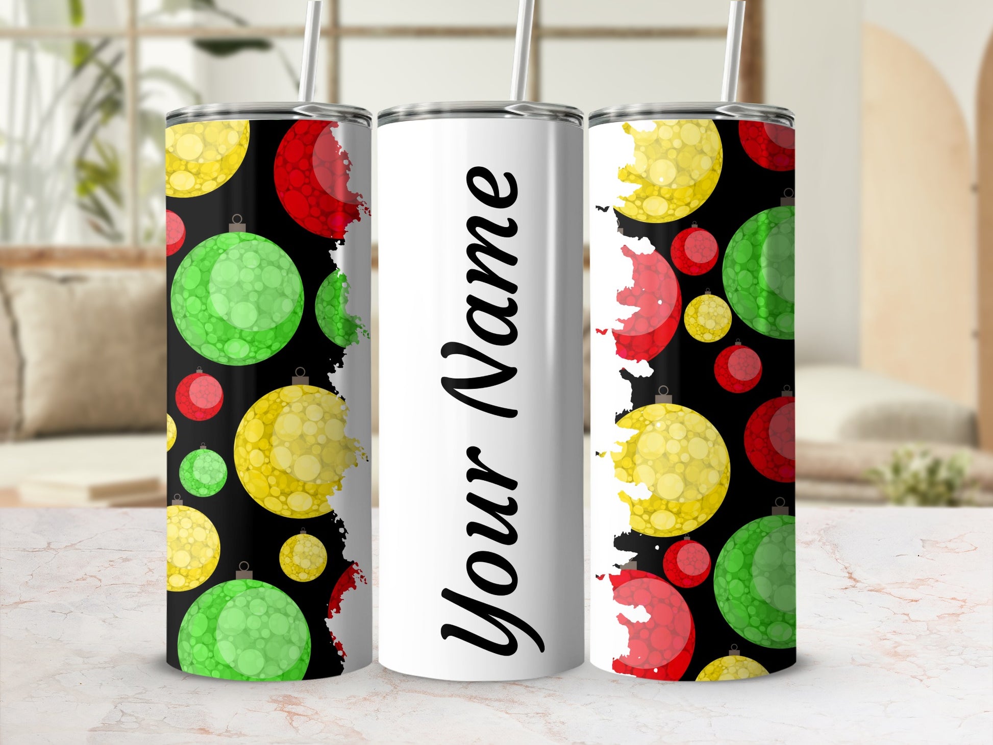 Personalized Christmas Ornament Theme Tumbler