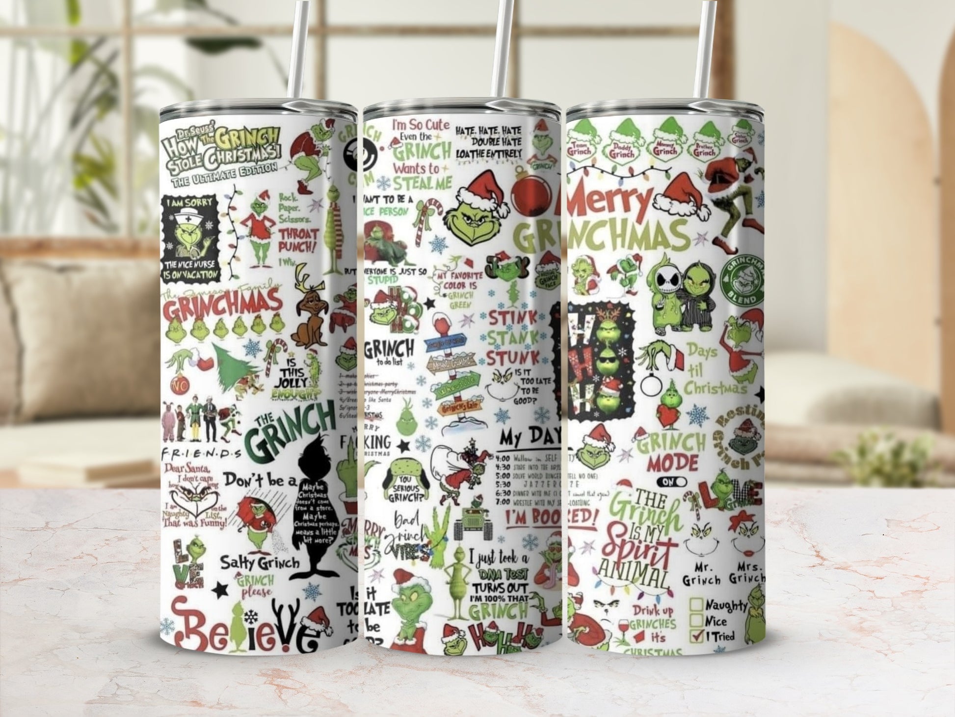 Holiday Grinch Inspired Tumbler Colorful Gift Tumbler