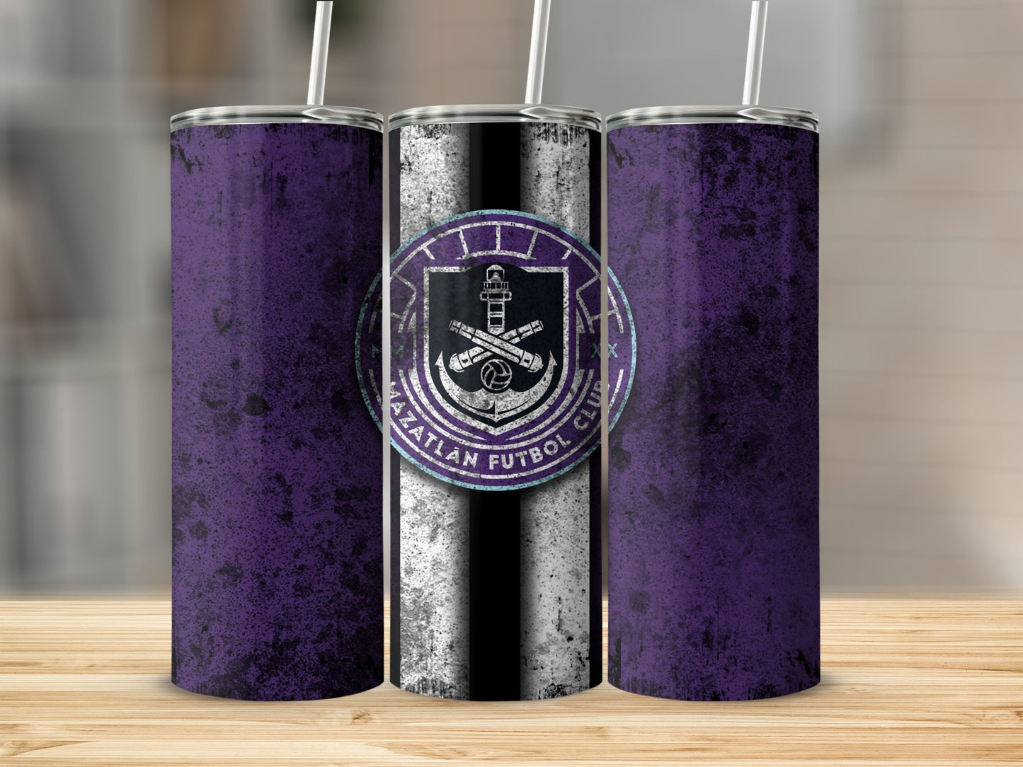 Mazatlán Futbol Club Purple and Black Design Tumbler