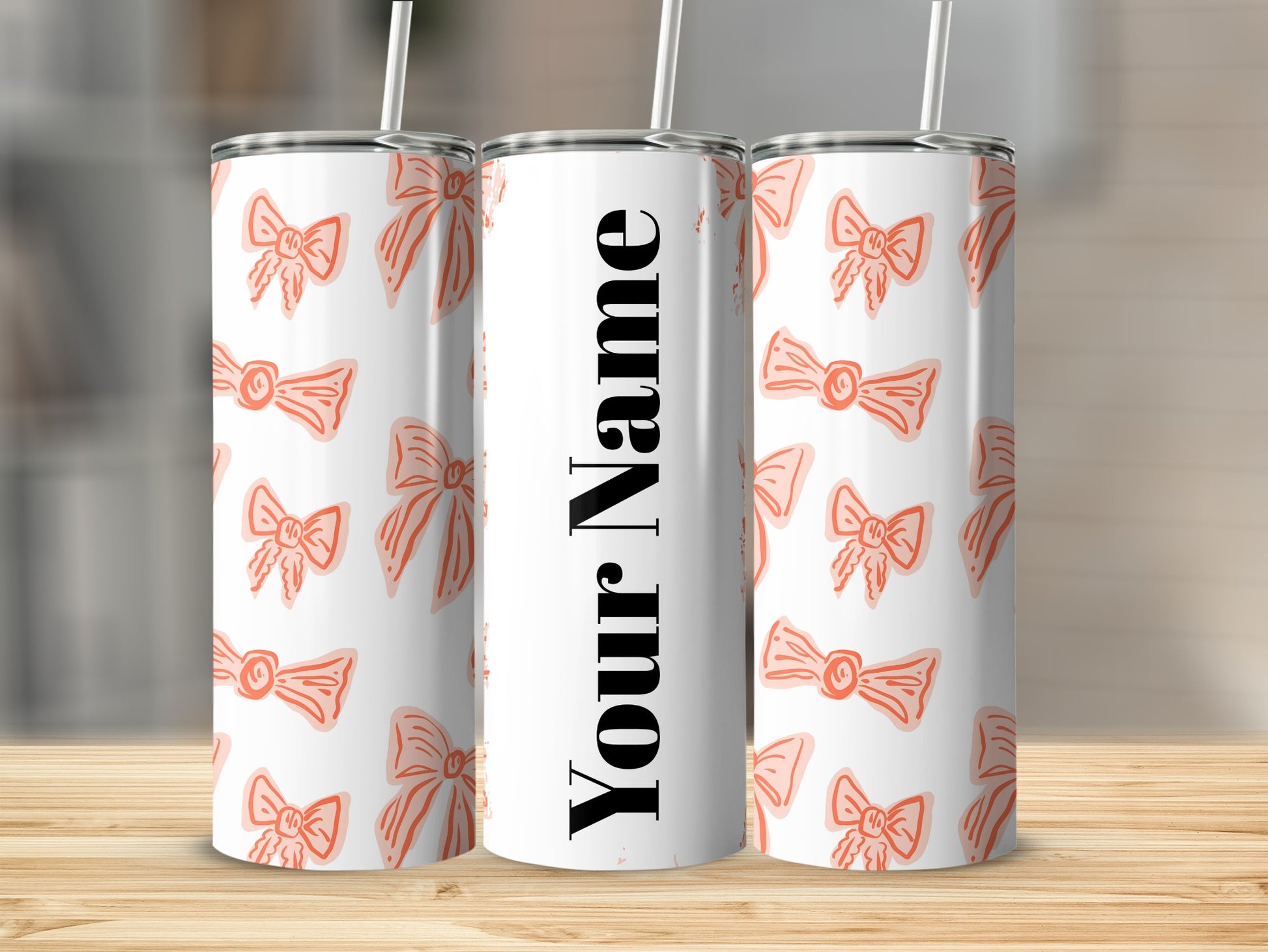 Customizable Bow Pattern Design Tumbler Flask