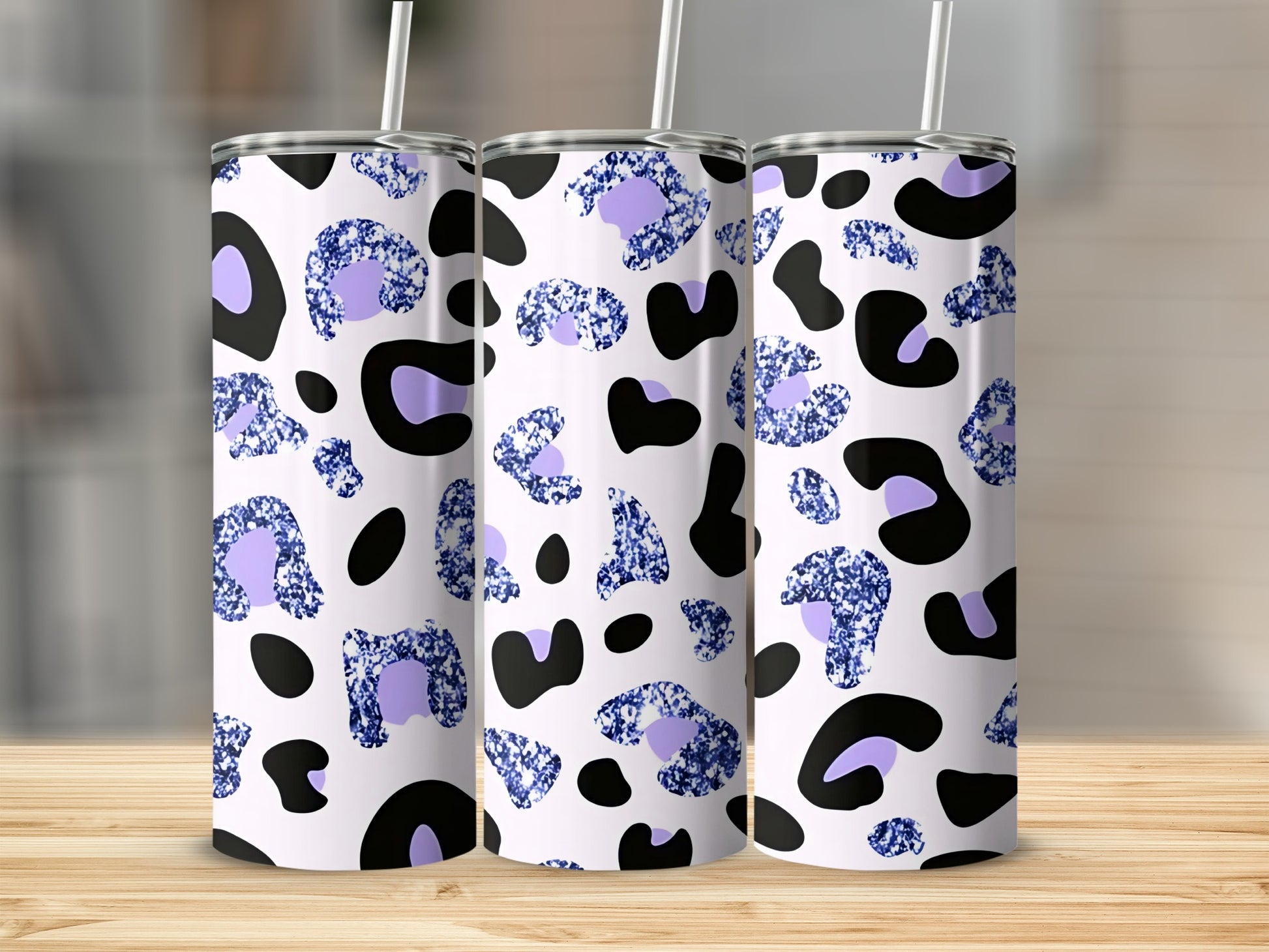 Purple and Blue Animal Print Design Tumbler