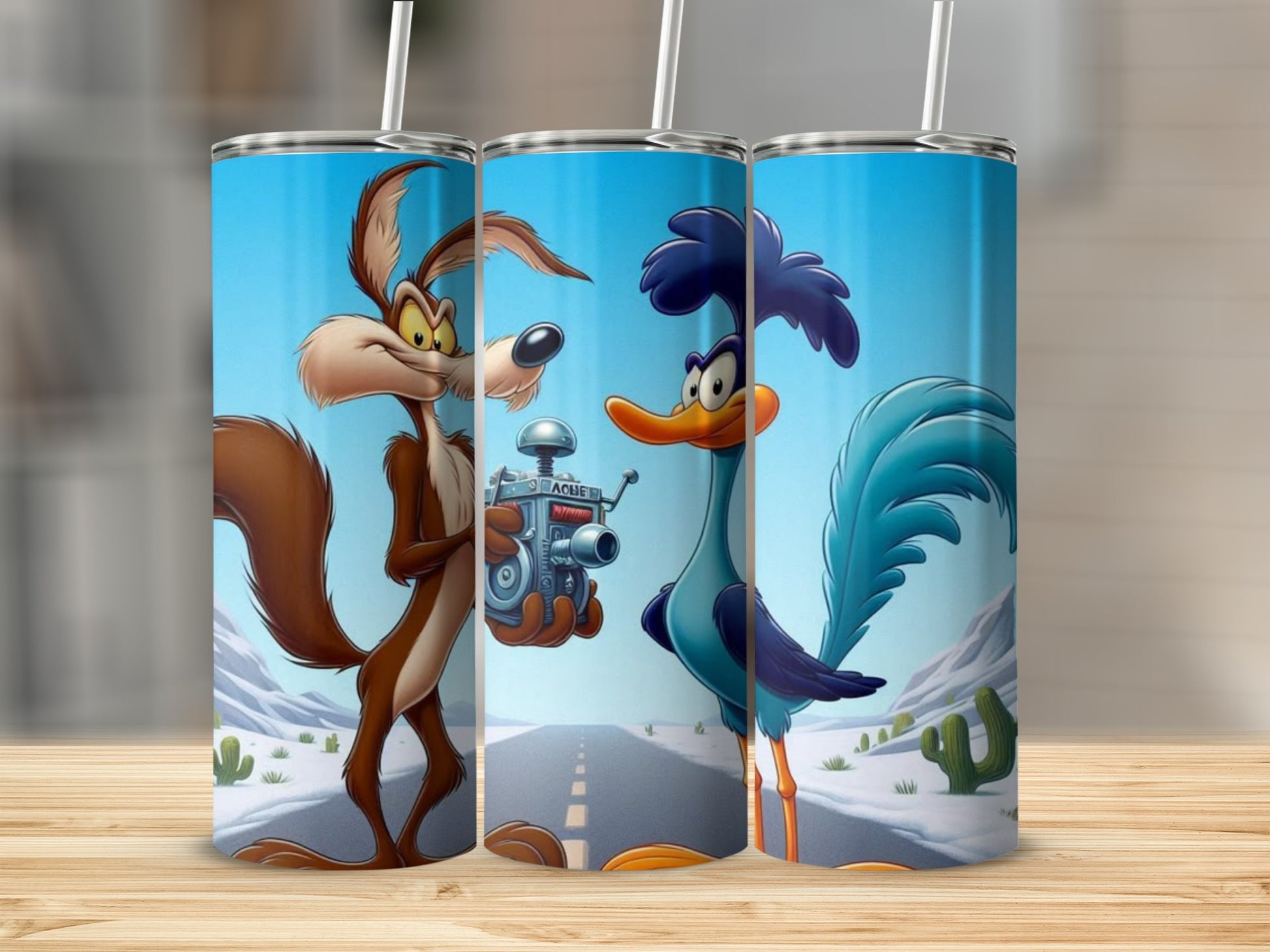 Wile E. Coyote and Road Runner themed tumbler product