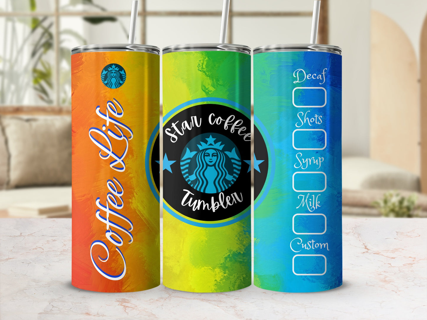 Colorful Coffee Life and Star Coffee Tumbler product