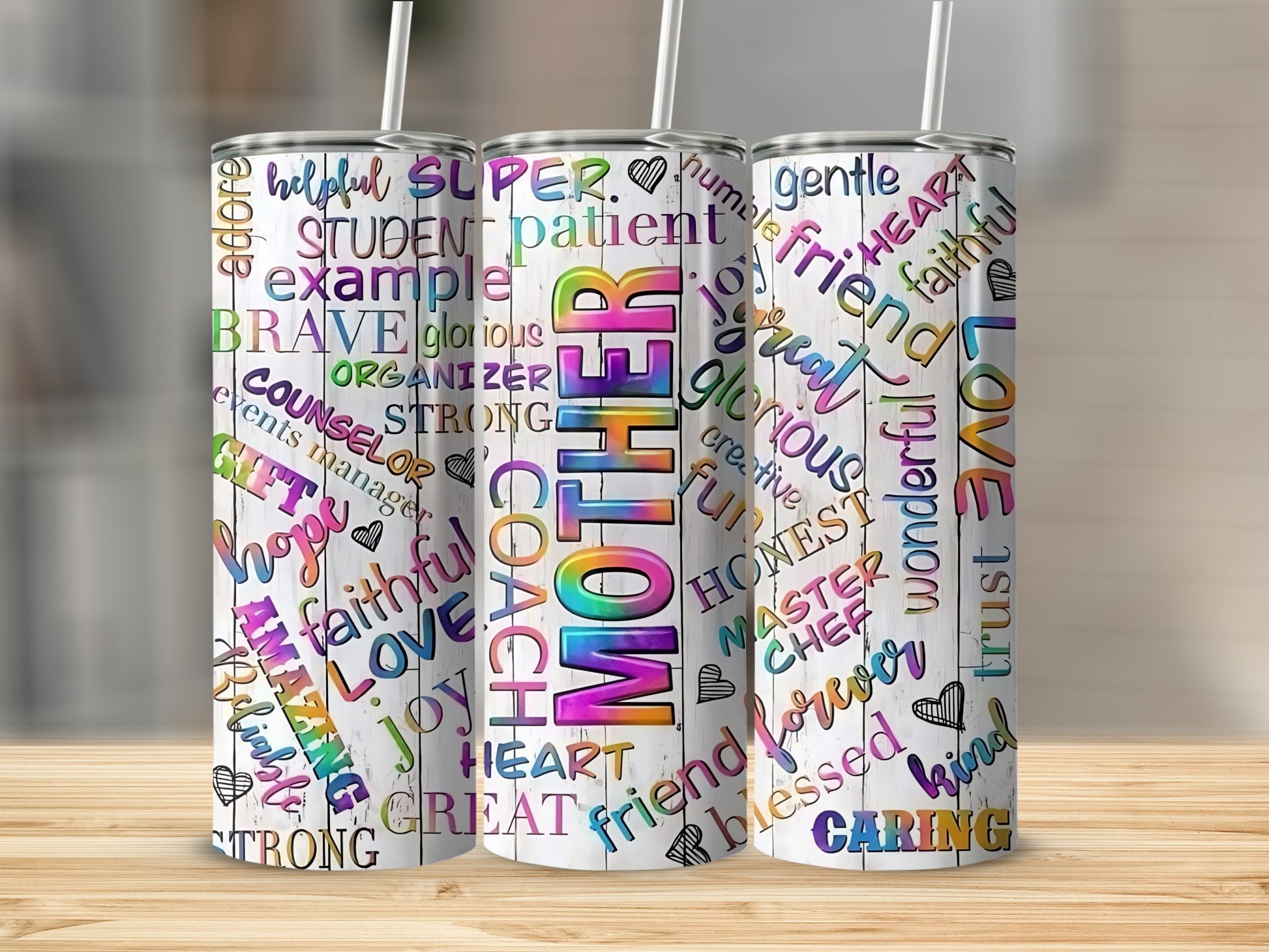Colorful Inspirational Words Design Mother's Day Tumbler