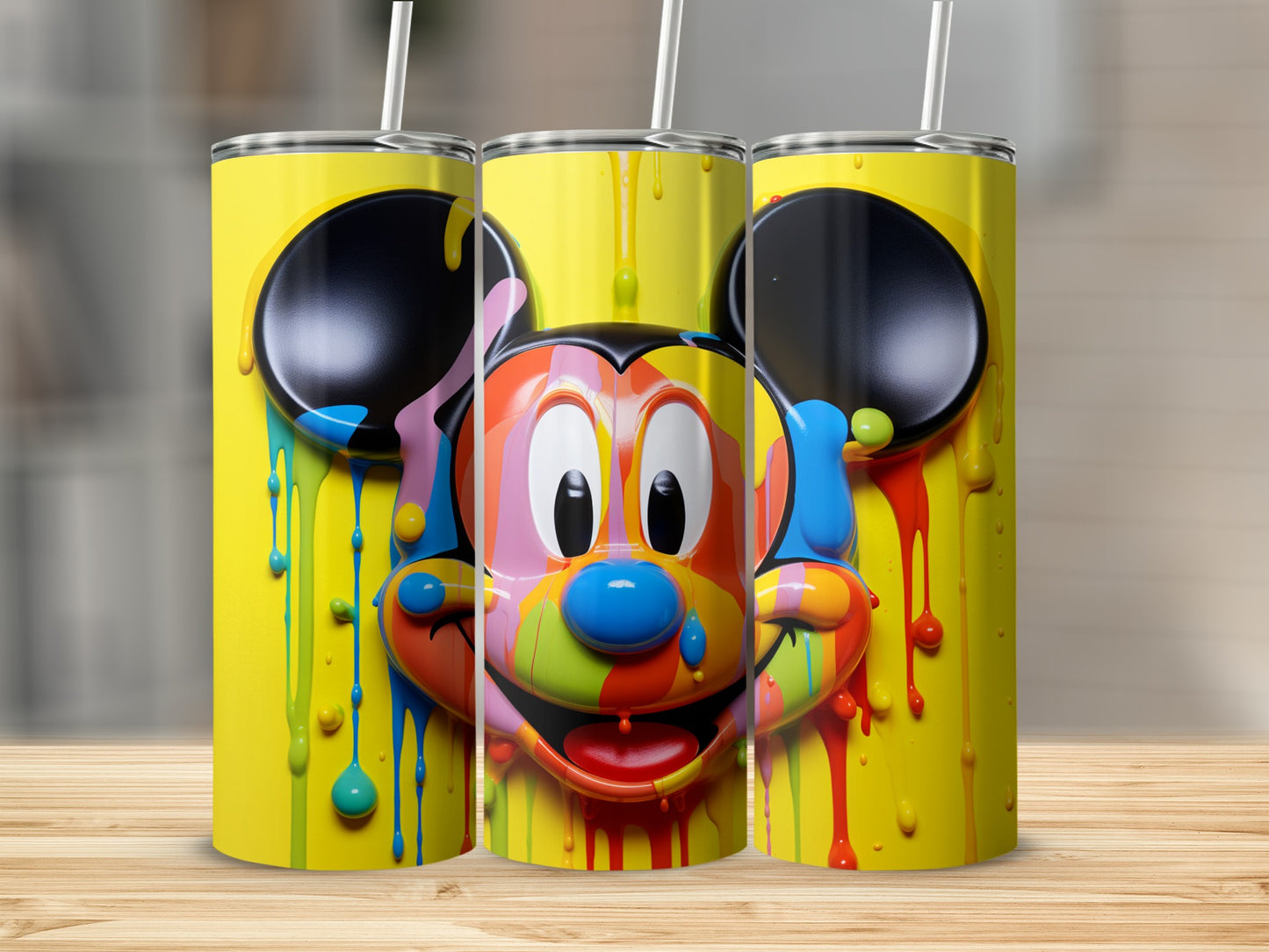 Vibrant Dripping Cartoon Character Tumbler Flask
