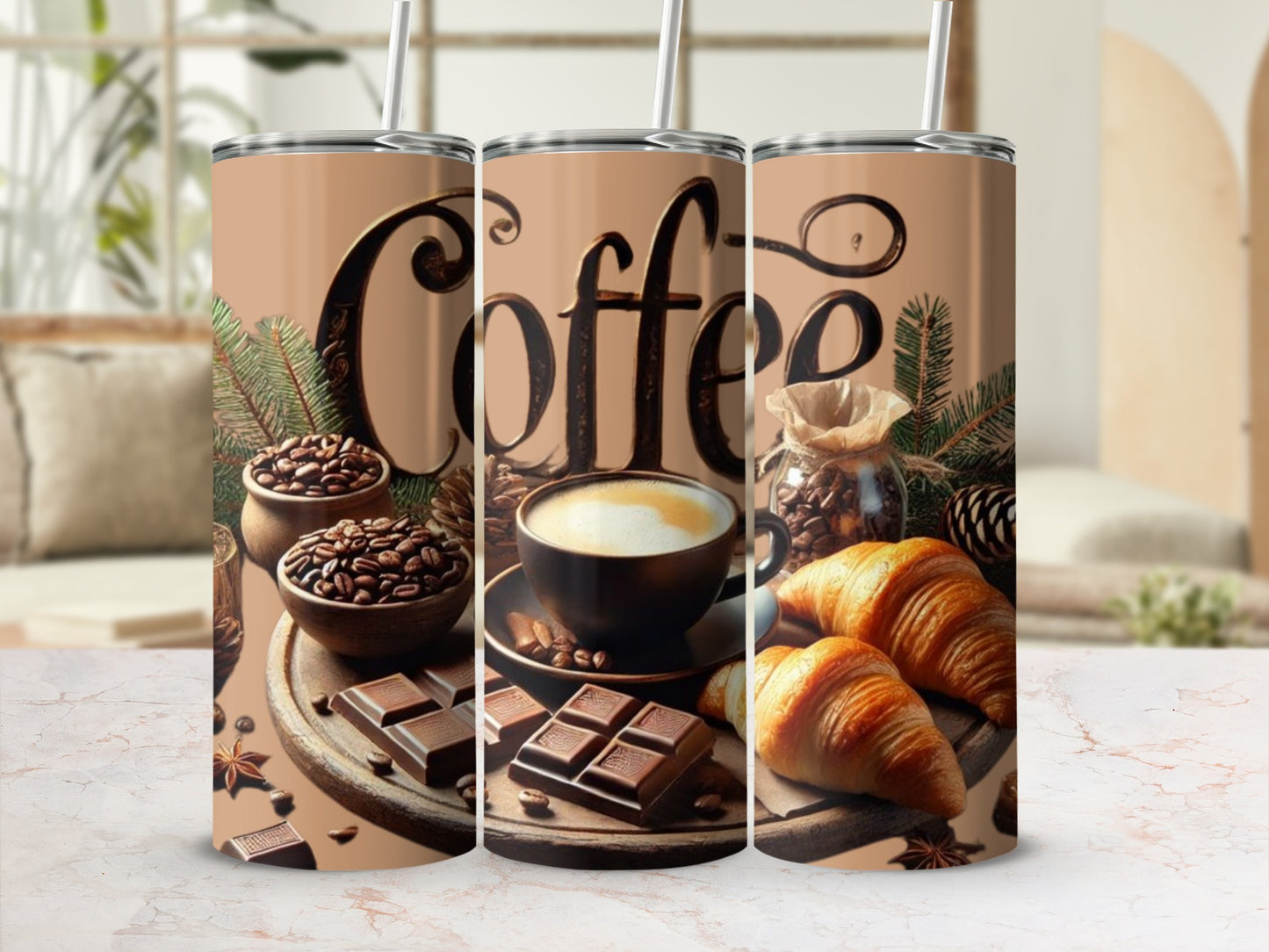 Coffee Lover's Tumblers with Stylish Food Graphics