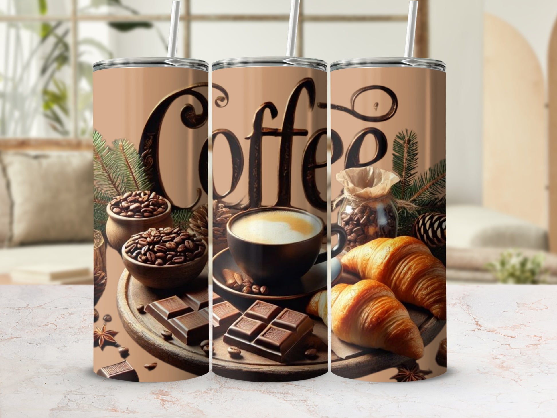 Coffee Lover's Tumblers with Stylish Food Graphics