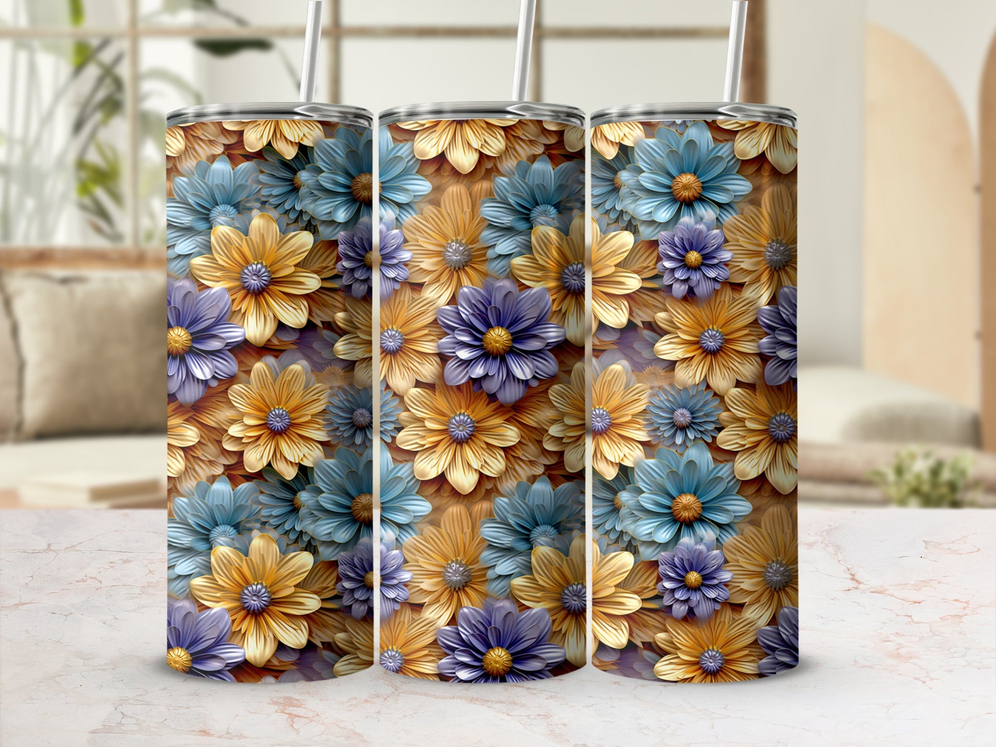Colorful Floral Pattern Designed Tumbler Cup Product