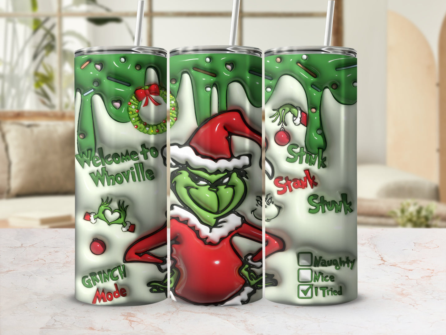 Welcome To Whoville Grinch Christmas Tumbler Cup