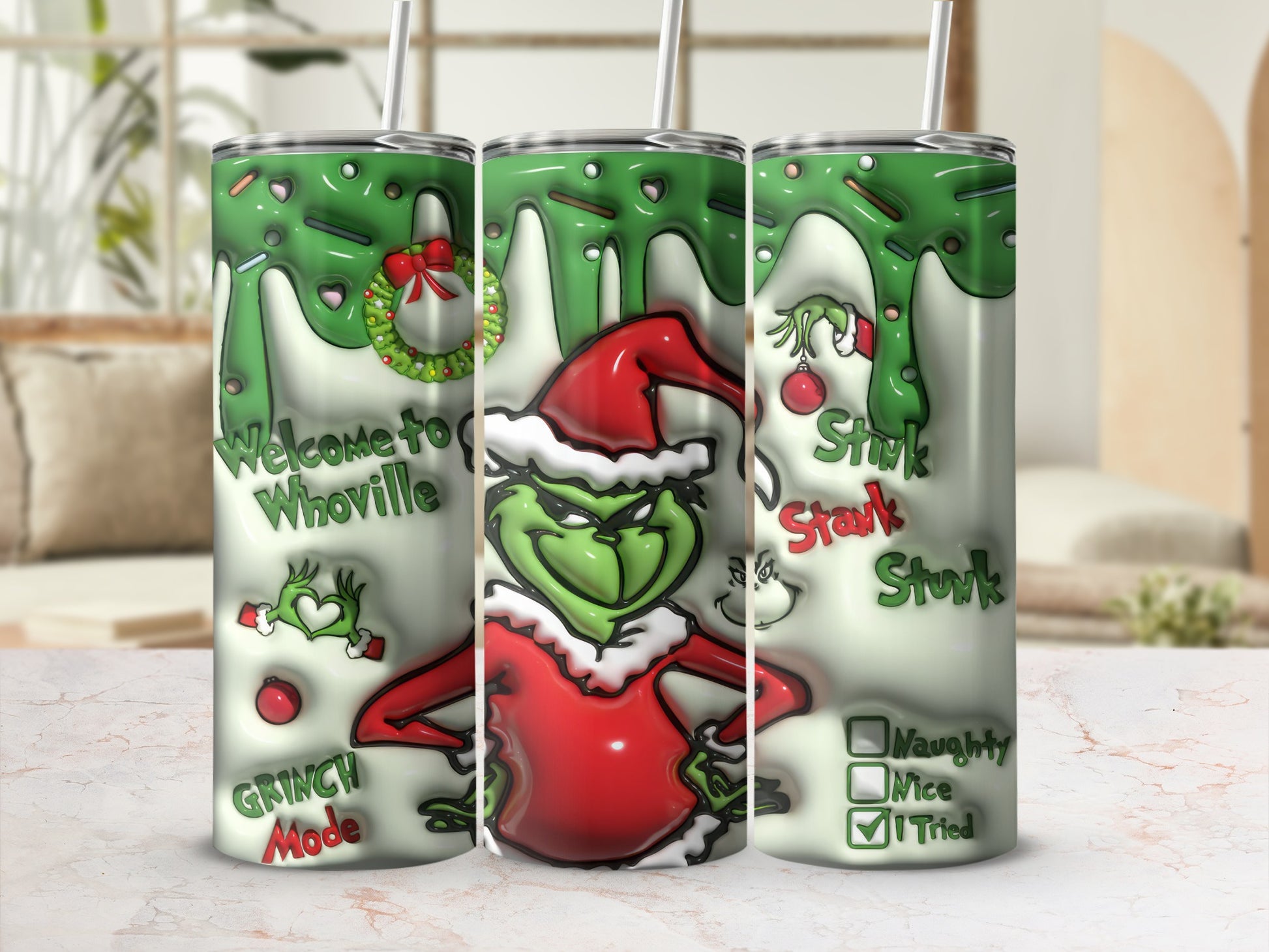 Welcome To Whoville Grinch Christmas Tumbler Cup