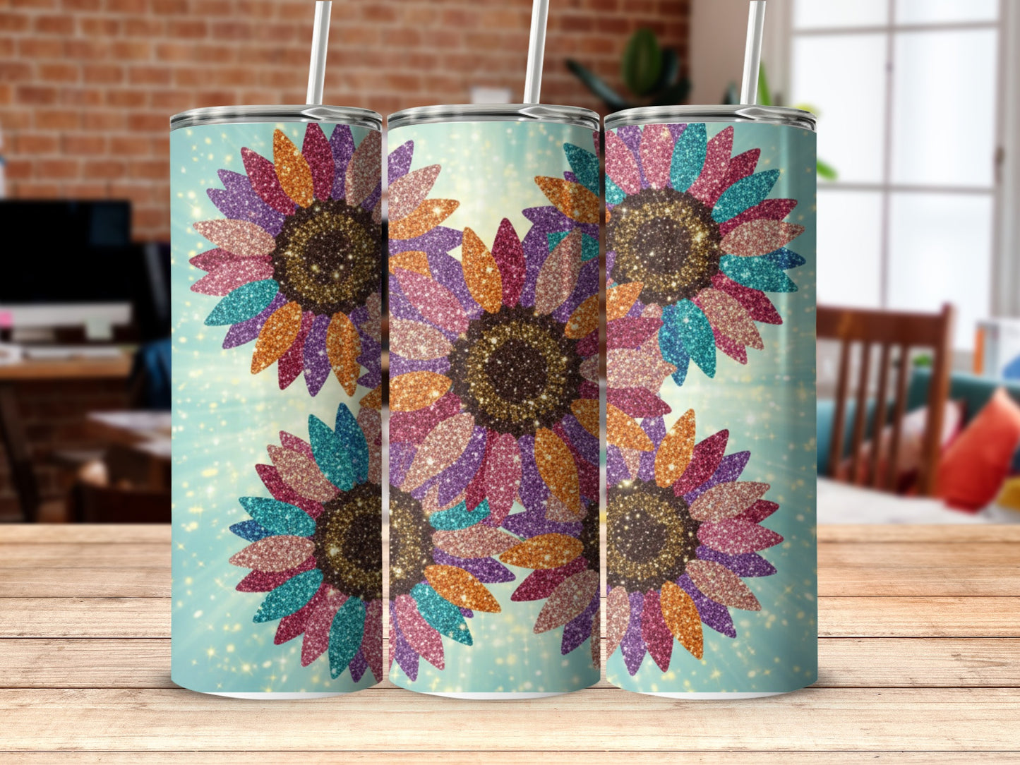 Colorful Sunflower Design Tumbler Cup for Drinks