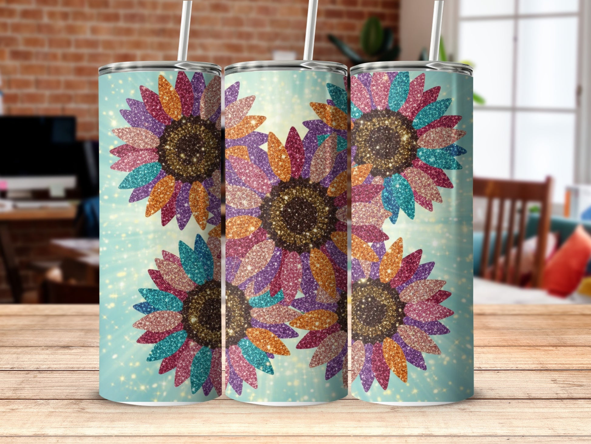 Colorful Sunflower Design Tumbler Cup for Drinks