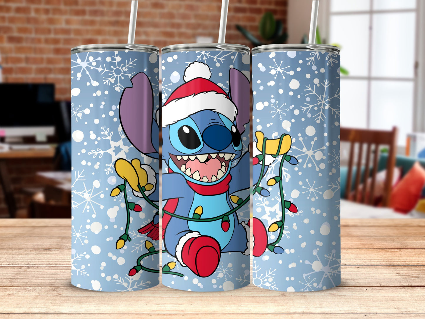 Christmas Stitch Tumbler with Snowflakes Design Cup