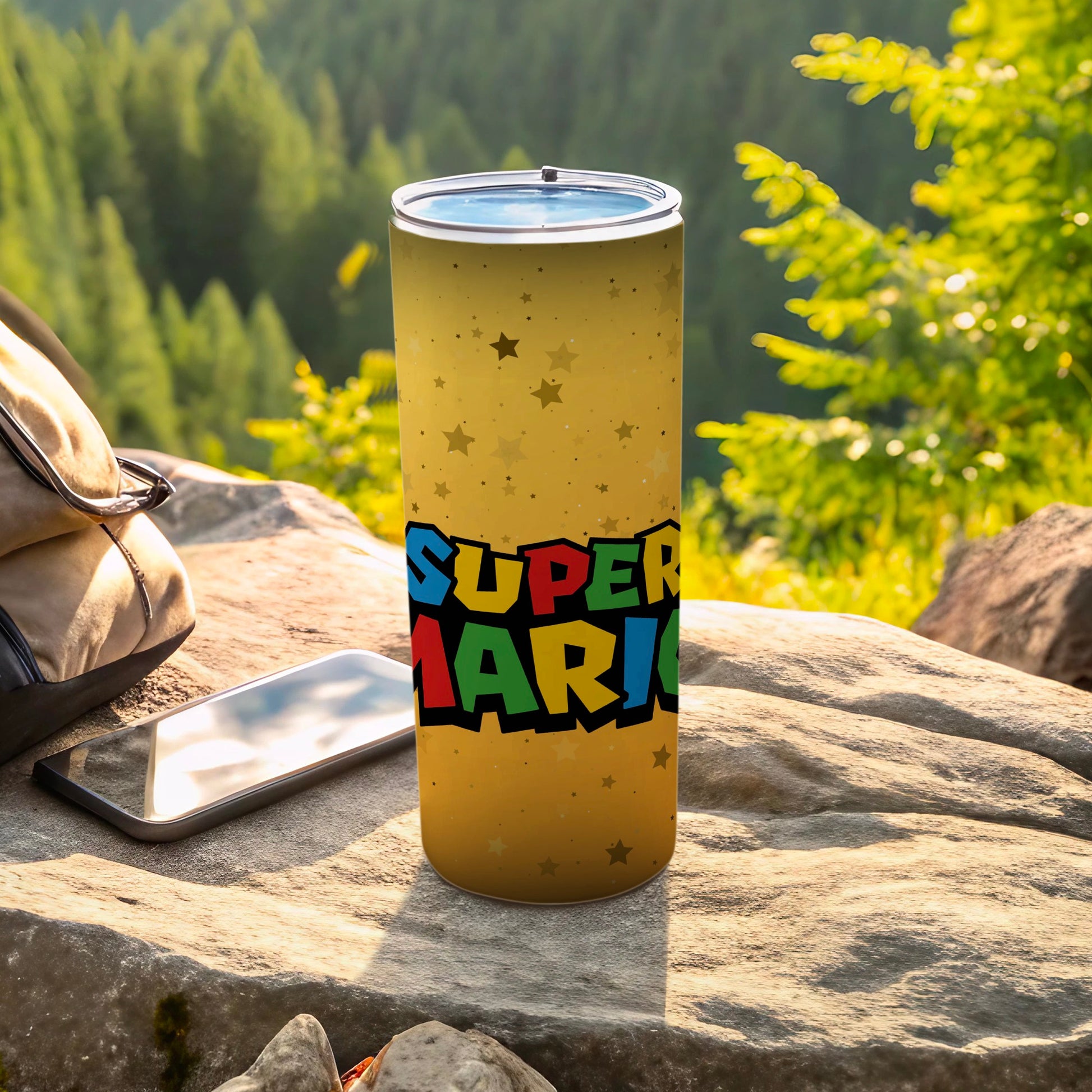 Super Mario tumbler with colorful star design