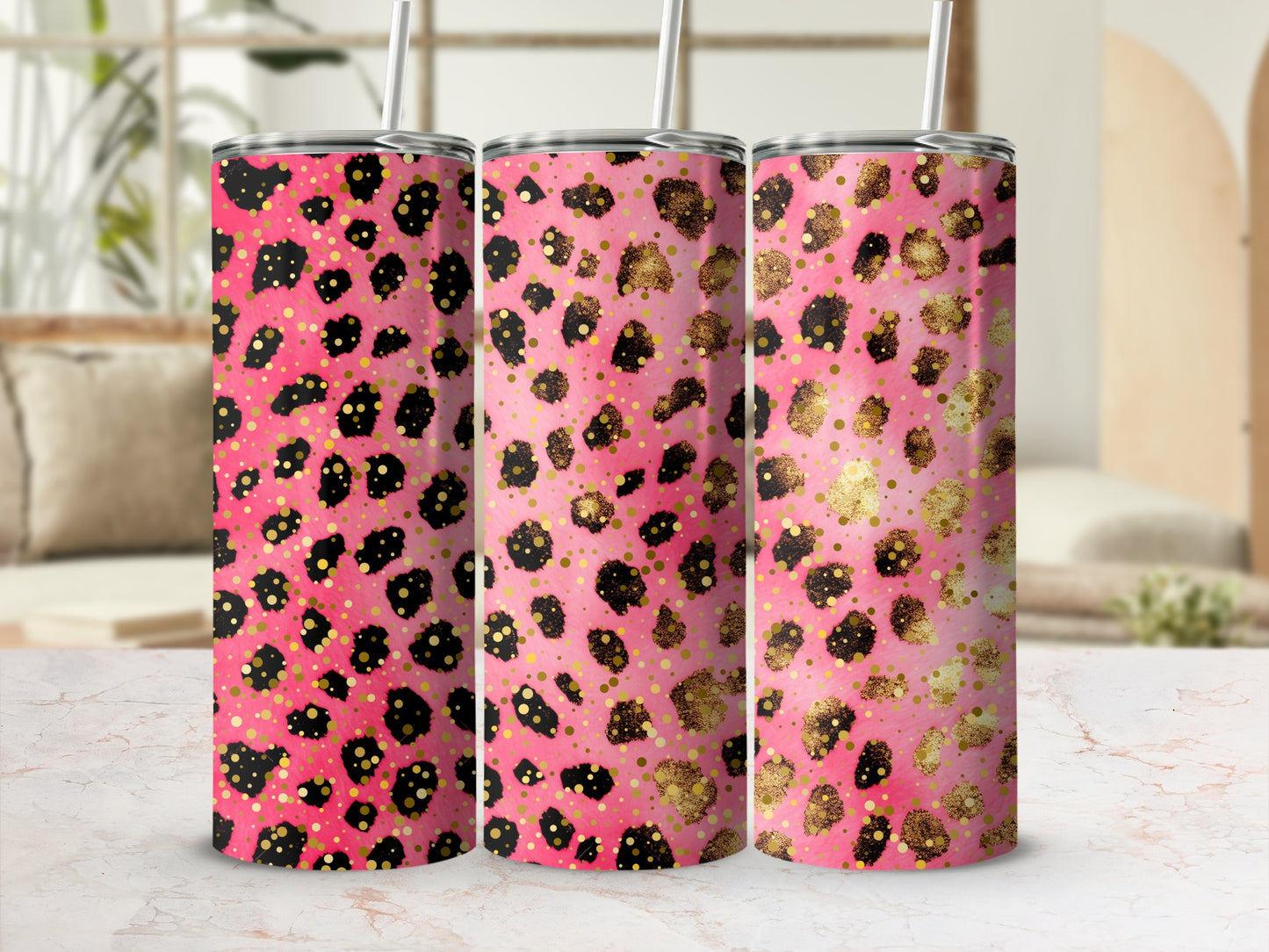Pink Leopard Print Tumbler for Stylish Drinkware