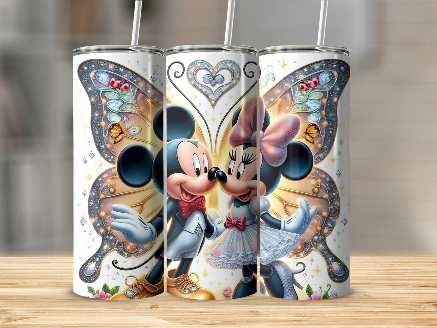 Magical Mickey and Minnie Design on Stainless Steel Tumbler