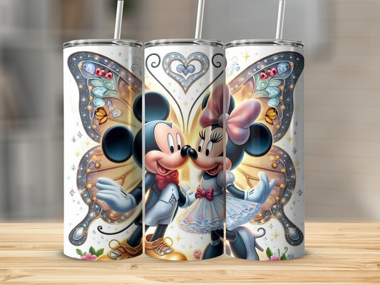 Magical Mickey and Minnie Design on Stainless Steel Tumbler