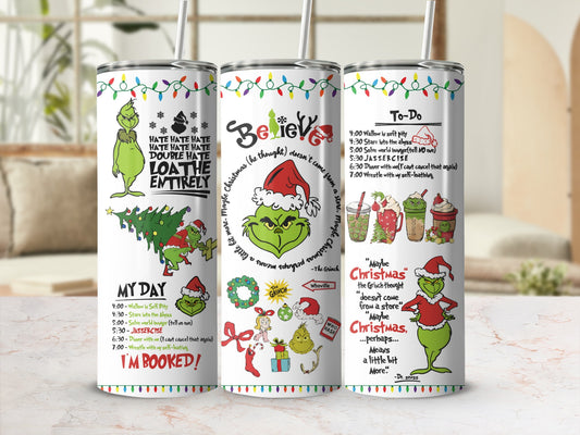 The Grinch themed tumbler with "My Day" and "To-Do" lists from the movie.