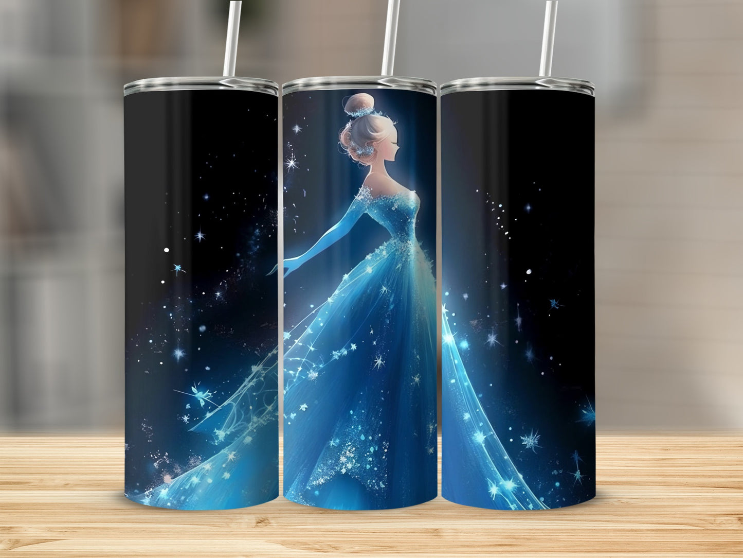 Elegant Blue Sparkling Princess Design Tumbler Product