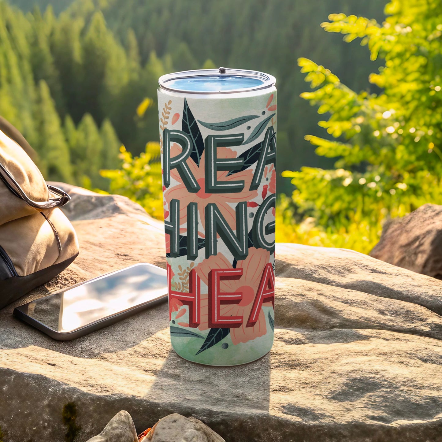 Vibrant Floral Pattern with Bold Print Travel Tumbler
