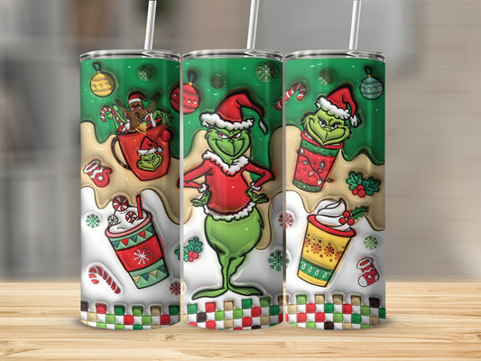 Grinch Christmas Themed Tumbler Holiday Drinkware