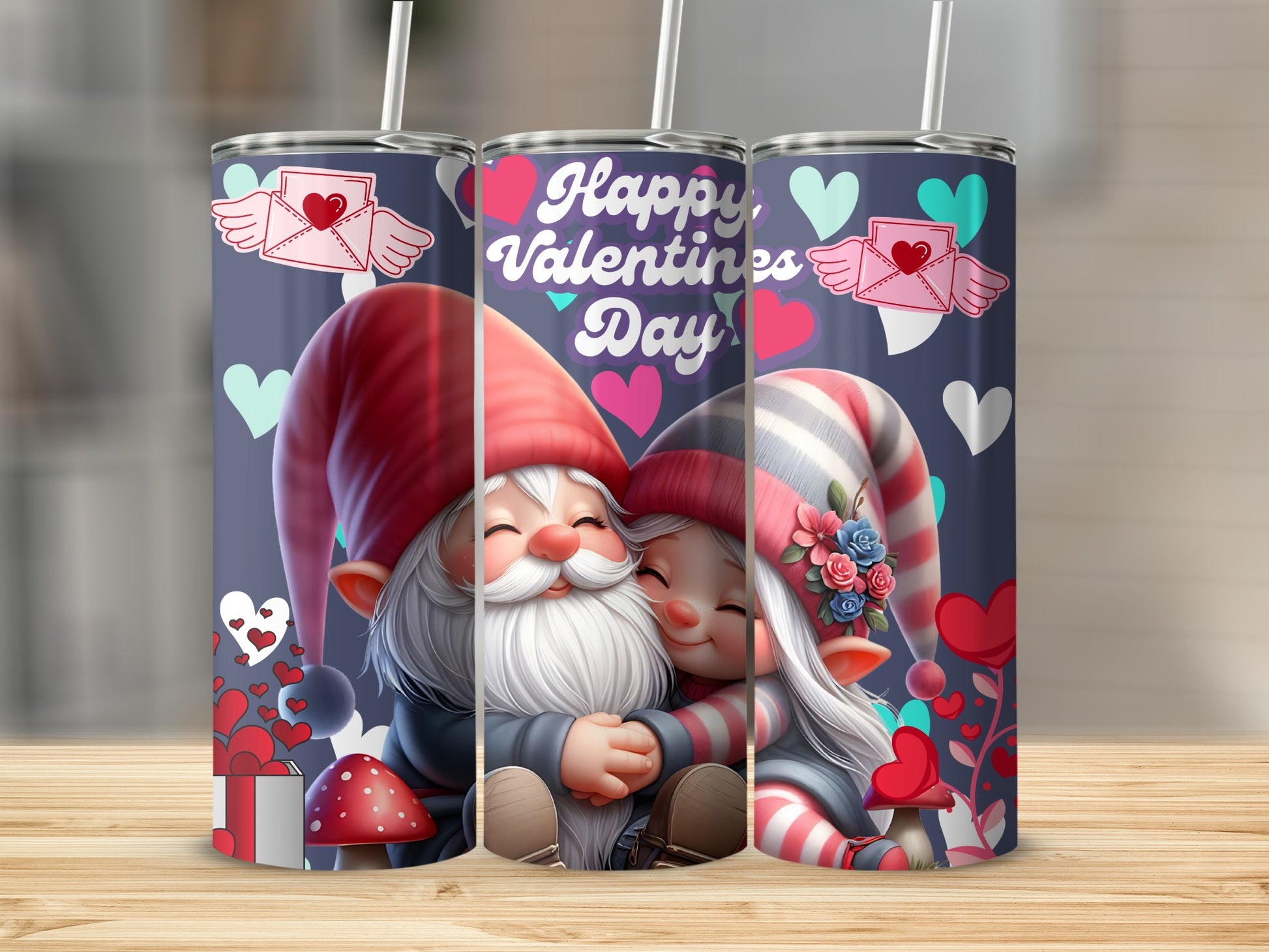 Cute Valentine's Day Gnome Design Tumbler Product