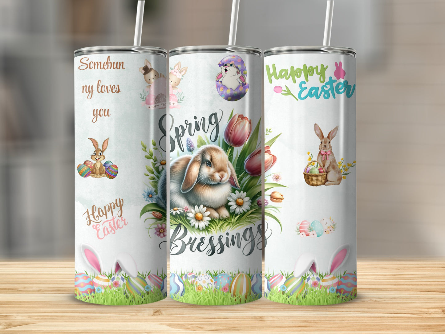 Easter Bunny and Egg Design Tumblers for Spring Holiday