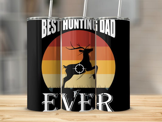 Best Hunting Dad Ever Sunset Design Tumbler Cup