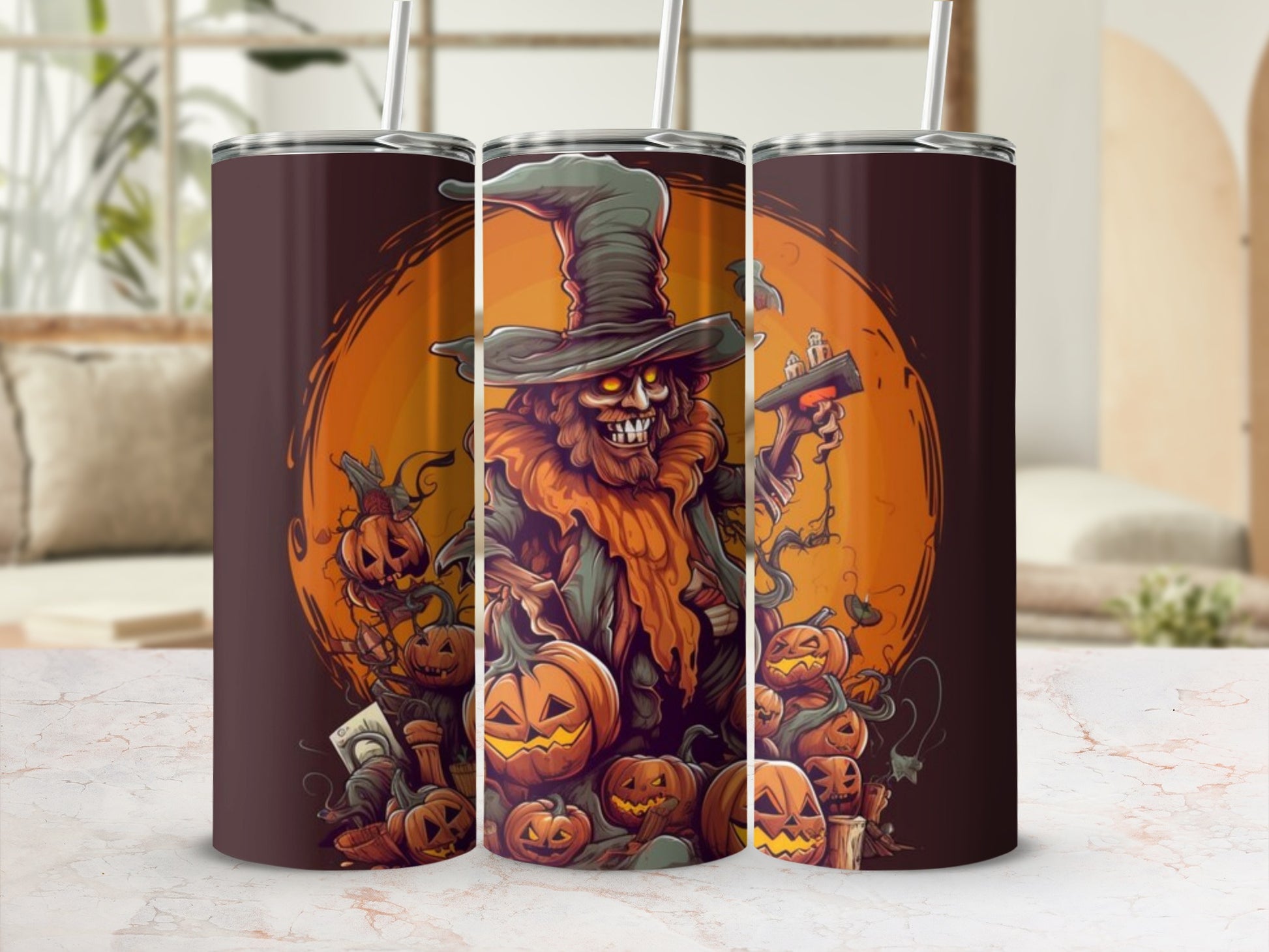 Spooky Halloween Witch with Pumpkins themed product