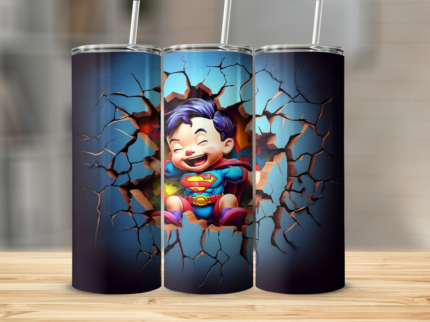 Cute Superhero Baby Cartoon Illustration Tumbler product