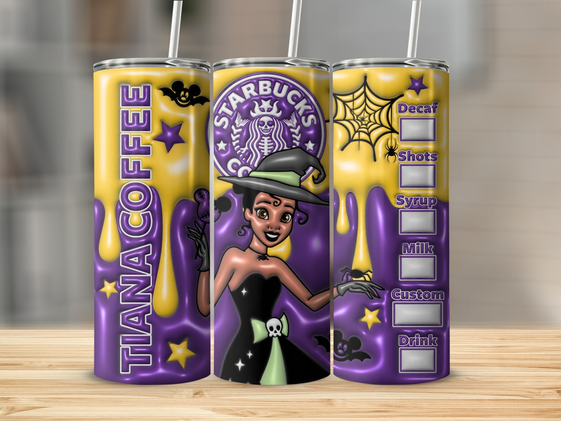 Tiana Coffee Purple and Yellow Starbucks Inspired Tumbler