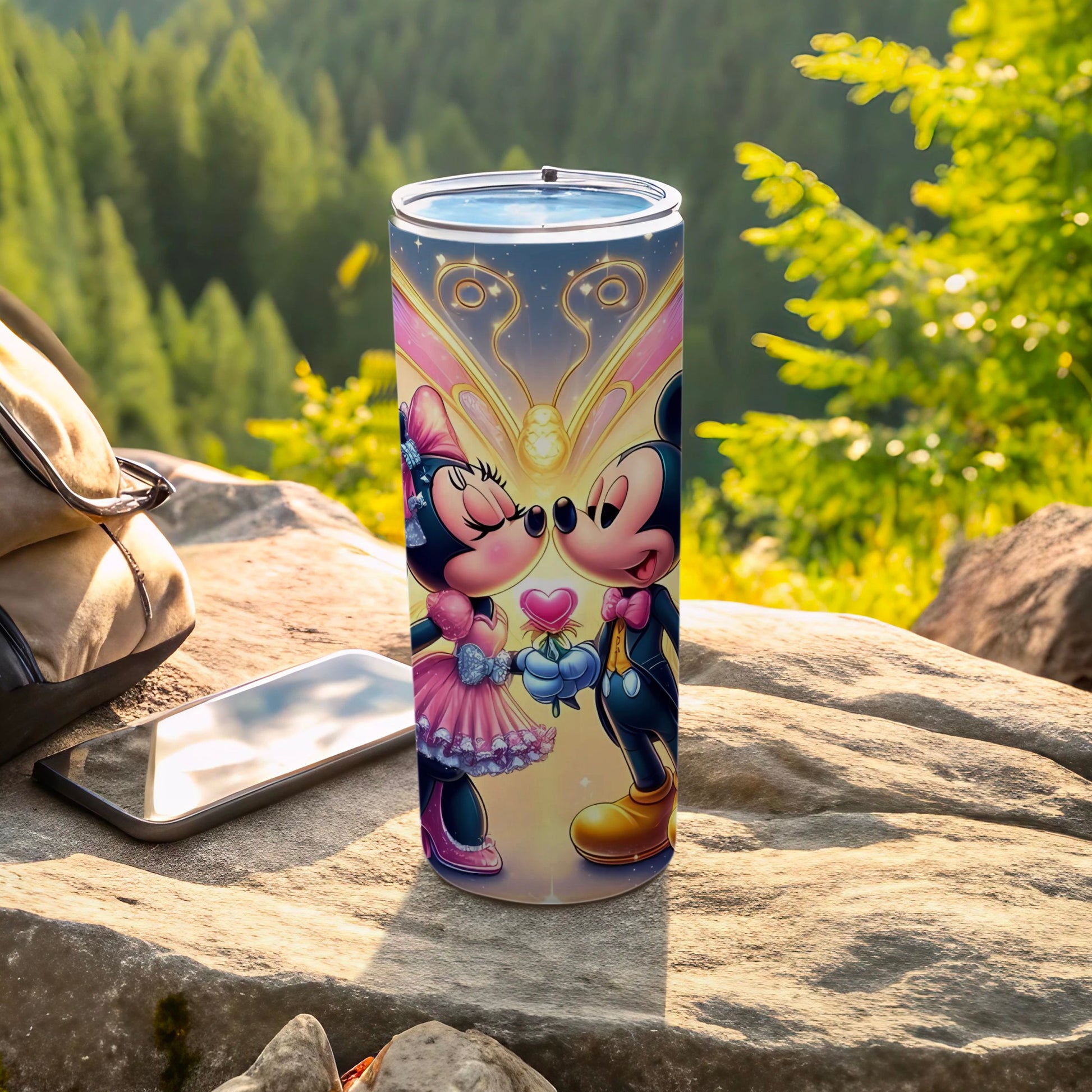 Adorable Cartoon Couple Design Travel Mug