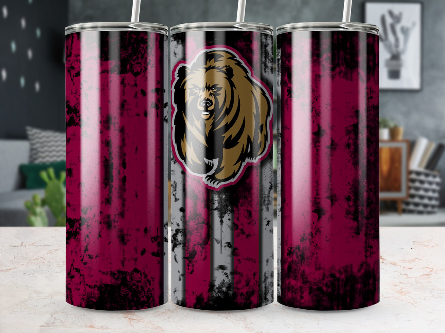 Grunge Bear Print Tumbler for Unique Drinkware