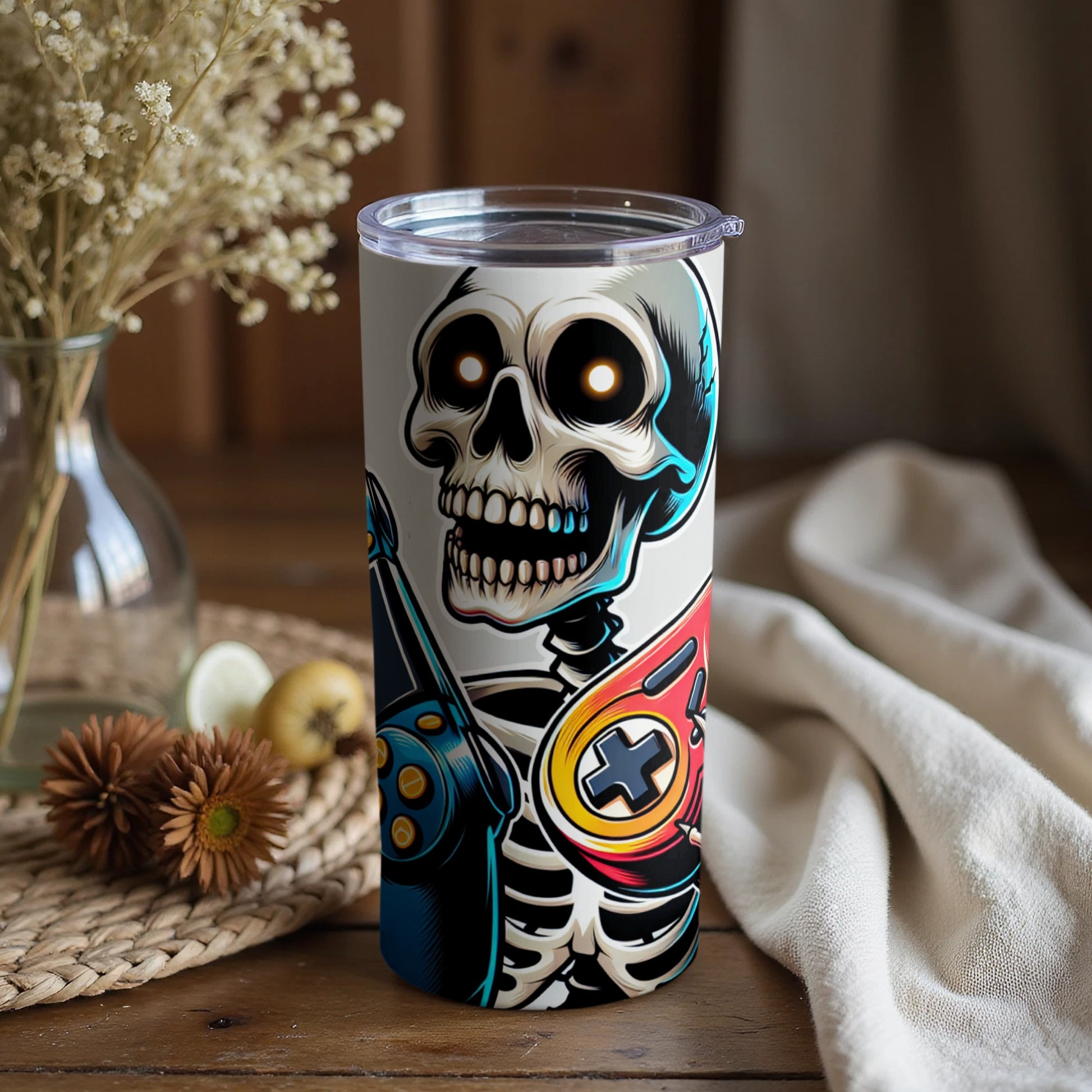 Gamer Skull Tumbler with Skeleton and Game Controller