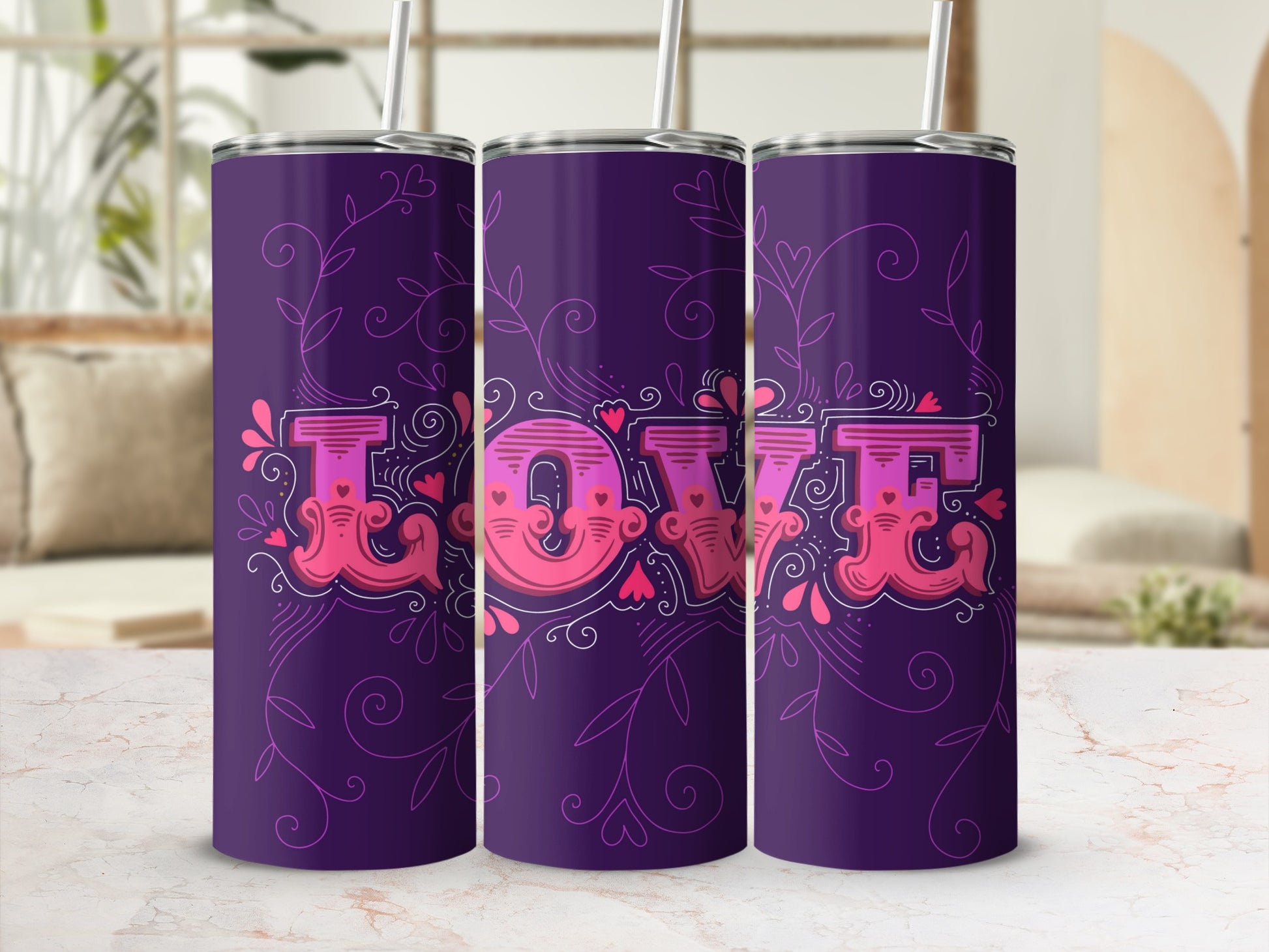 Love Letters Decorative Insulated Tumbler For Daily Use