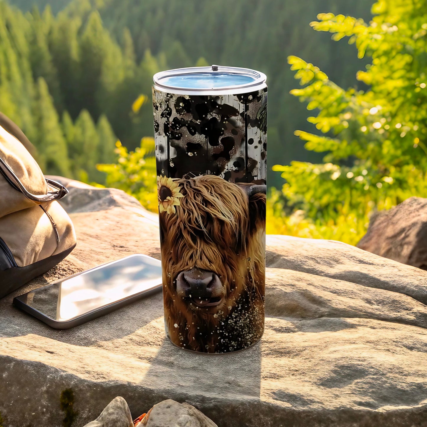 Highland Cow Art Insulated Tumbler Cup for Outdoor Use